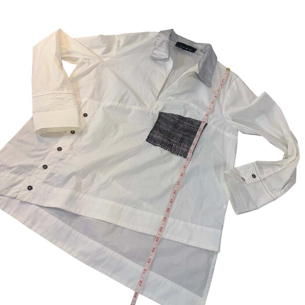 Ozai N Ku Avant-Garde White Asymmetrical Shirt – Size Medium - Picture 7 of 8
